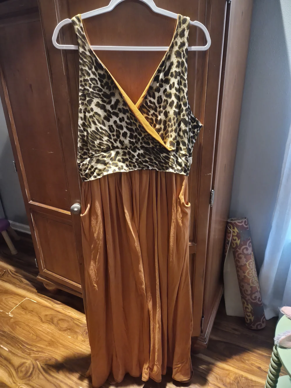 Latched Mama Leopard Print & Mustard Wrap Jumpsuit - Picture 1 of 5